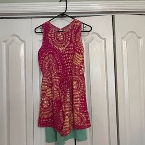 Pink and Orange Sleeveless Dress